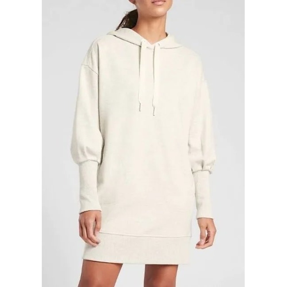 Athleta Purist Hoodie Tunic Oatmeal Heather Gray 599866-03 Womens Medium
